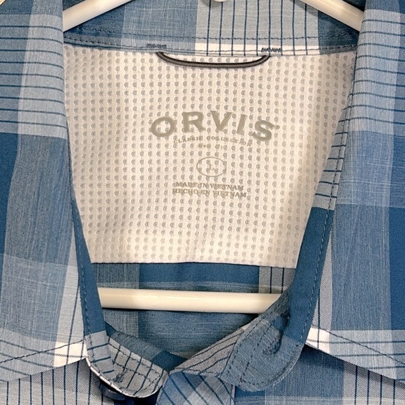 Orvis Classic Collection Blue & White Plaid Men's Button Down SS Casual Shirt L - Picture 7 of 8